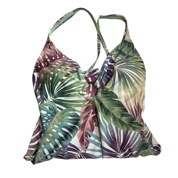 Bleu Rod Beattie Women's Green + Purple Monstera Tortoiseshell Swimsuit Size 8 - Picture 2 of 6